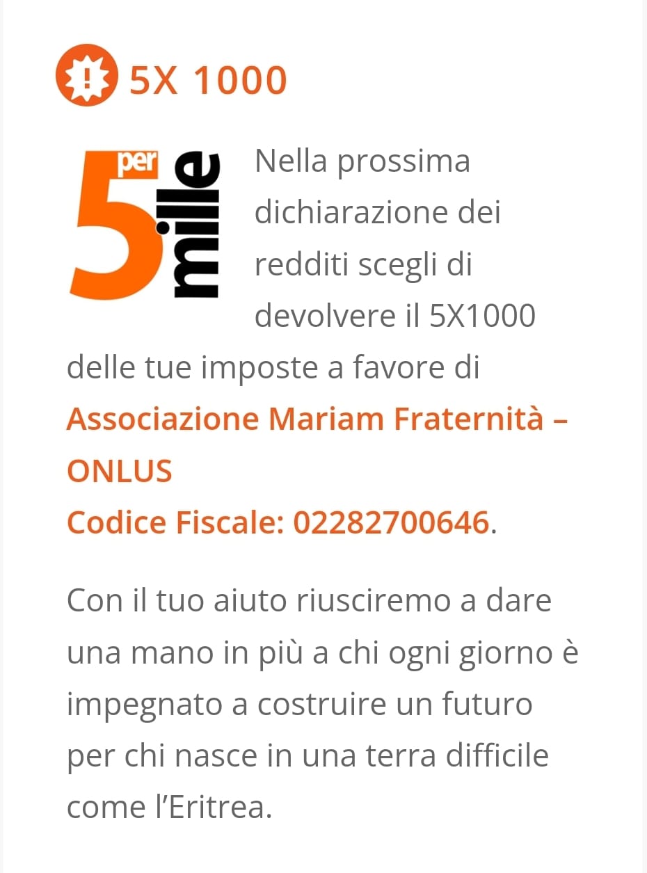 Il 5X1000 ? Il tuo aiuto per i nostri bambini - Associazione Mariam ...